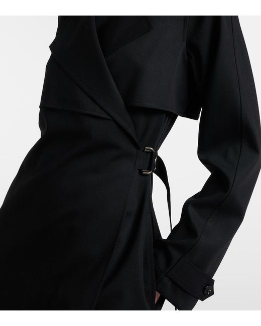 Burberry Black Belted Wool Wrap Dress