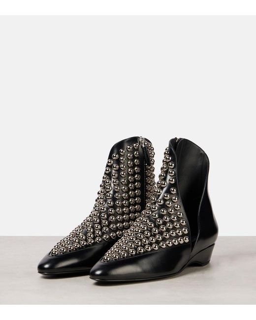 Alaïa Black Studded Leather Ankle Boots