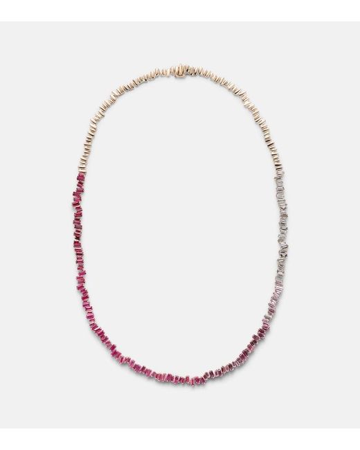 Suzanne Kalan Metallic Bold 18Kt Rose Tennis Necklace With Sapphires And Diamonds