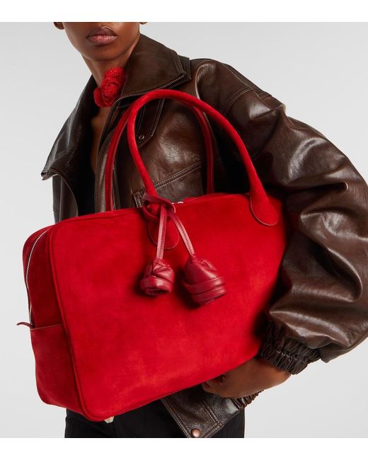Magda Butrym Red Brigitte Large Suede Tote Bag