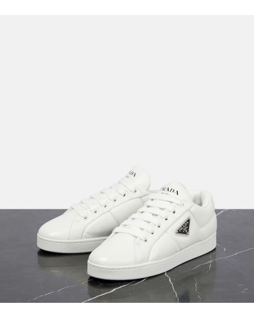Prada White Triangle-Logo Padded Sneakers