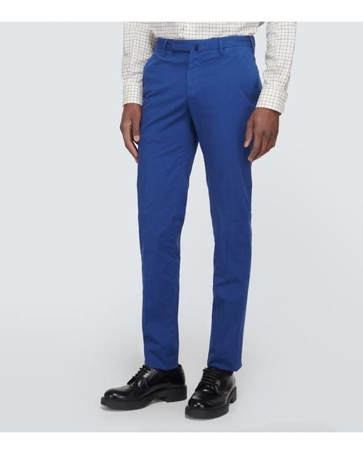 Slowear Blue Cotton-Blend Slim Pants for men