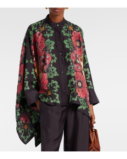 LaDoubleJ Red Foulard Printed Silk Twill Shirt