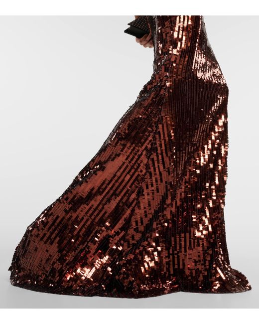 ‎Taller Marmo Brown Ariel Sequined Maxi Skirt