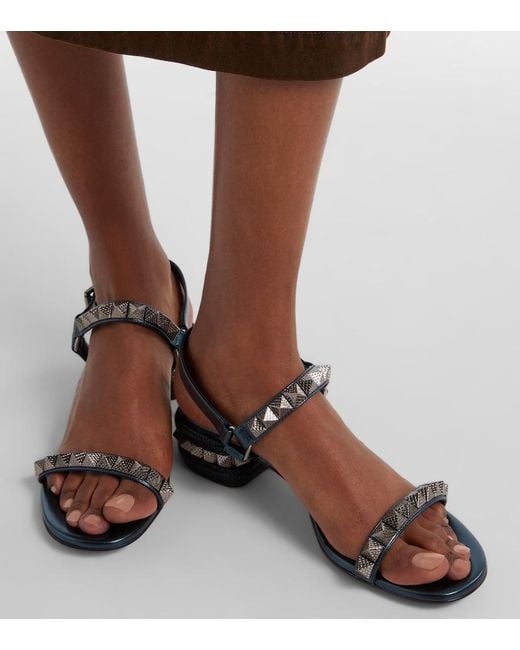 Christian Louboutin Blue Pyra Embellished Leather Sandals