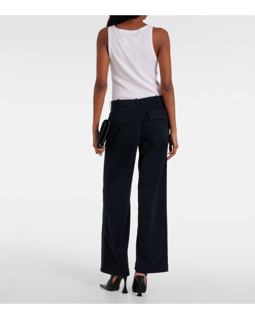 Nili Lotan Blue Leon Cotton Wide-leg Pants