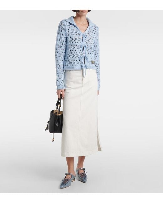Ganni Blue Tie String Cardigan