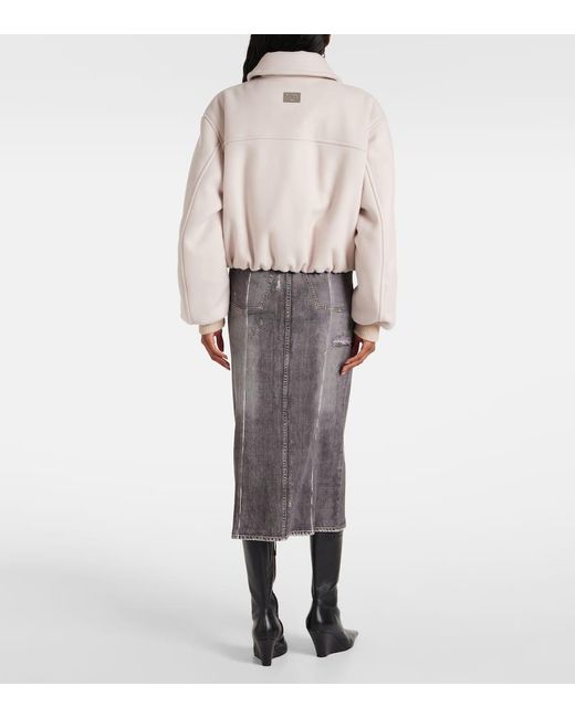 Chaqueta Bomber De Mezcla De Lana Acne de color White