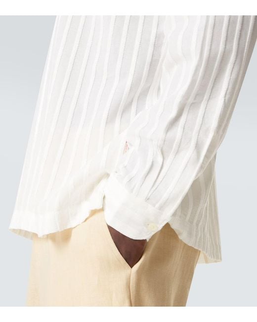 Orlebar Brown White Ridley Striped Polo Shirt for men