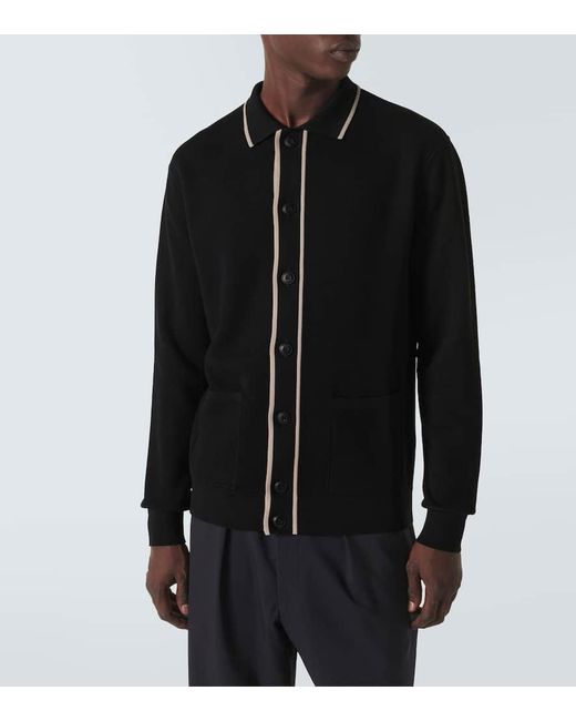 Cardigan de algodon, seda y cachemir Giorgio Armani de hombre de color Black