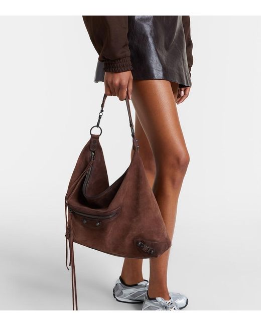 Balenciaga Brown Le City Medium Suede Tote Bag
