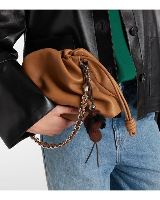 Loewe White Leather-Trimmed Wool Bag Charm