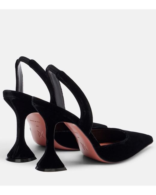 AMINA MUADDI Black Holli 95 Velvet Slingback Pumps