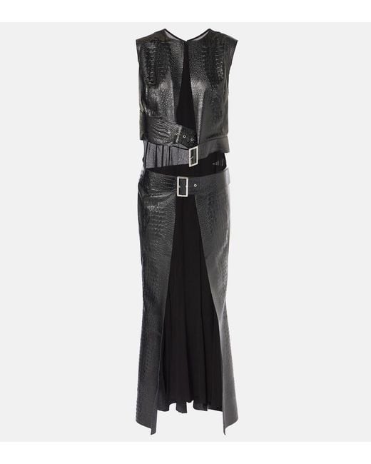 Junya Watanabe Black Snake-Effect Midi Dress