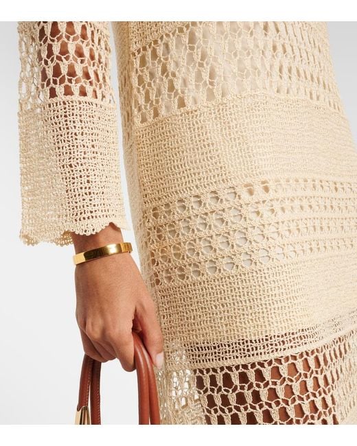 Zimmermann Natural Wanderlust Sun Crochet Cotton-Blend Midi Dress