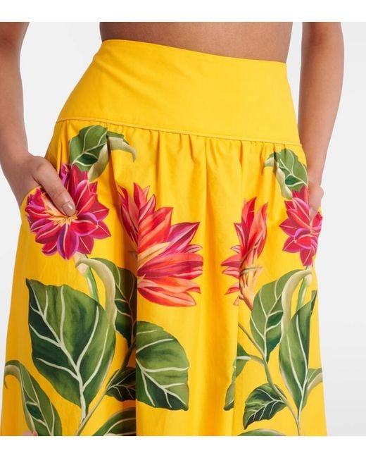 Jupe Midi Spring Amakeret En Coton A Fleurs Farm Rio en coloris Yellow