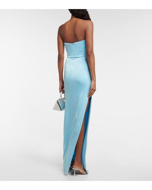 Alex Perry Blue Honore Satin Maxi Dress