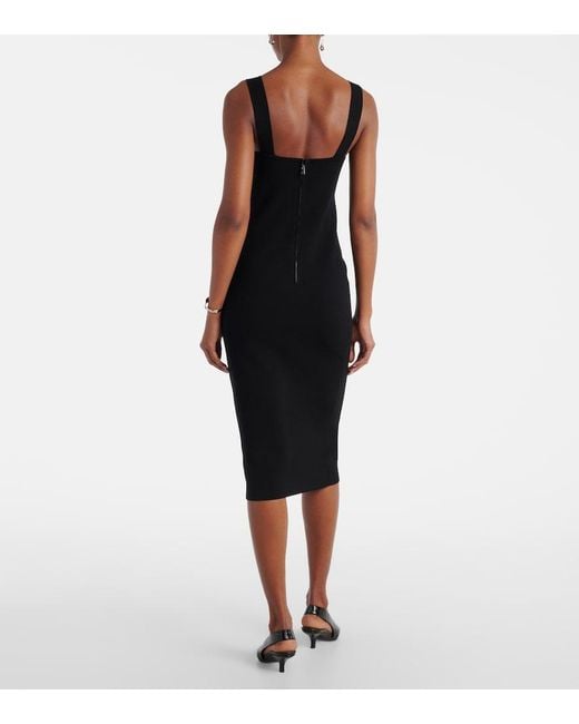 Max Mara Black Teak Knitted Midi Dress
