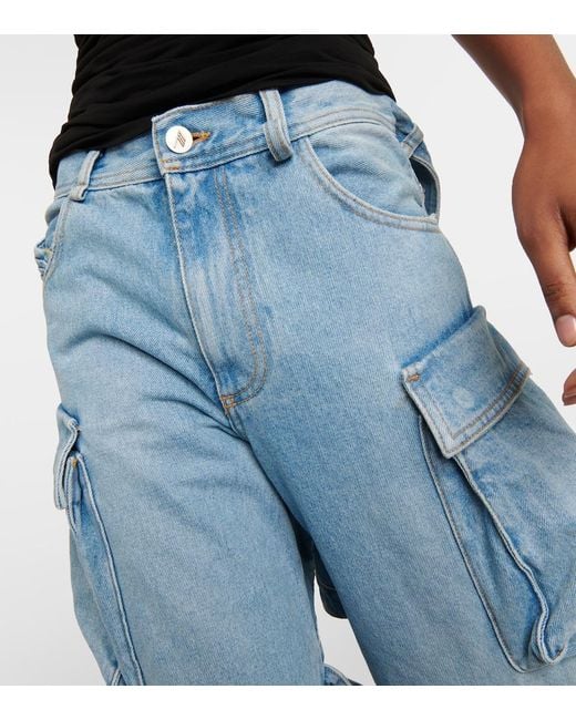 The Attico Blue Cutout Cargo Jeans