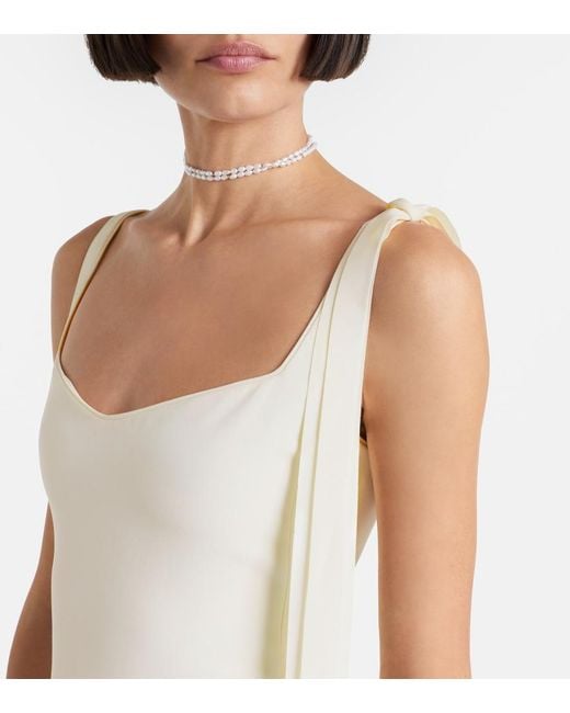 Marmar Halim White Ana Crepe And Chiffon Gown