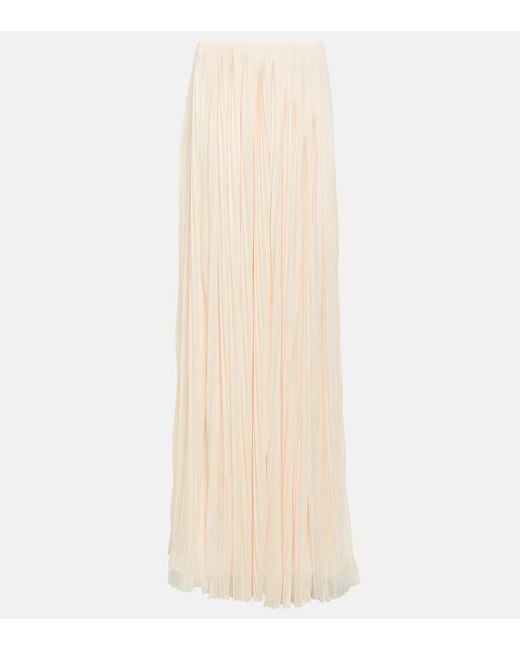 Falda larga plisada Saint Laurent de color Natural