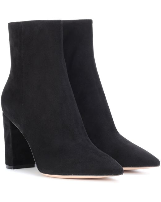 Gianvito Rossi Black Piper 85 Suede Ankle Boots