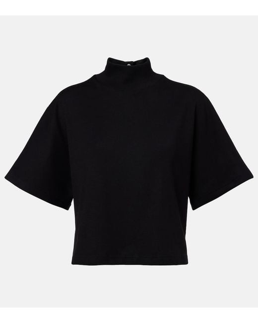 Alaïa Black High-Neck Cotton Jersey T-Shirt