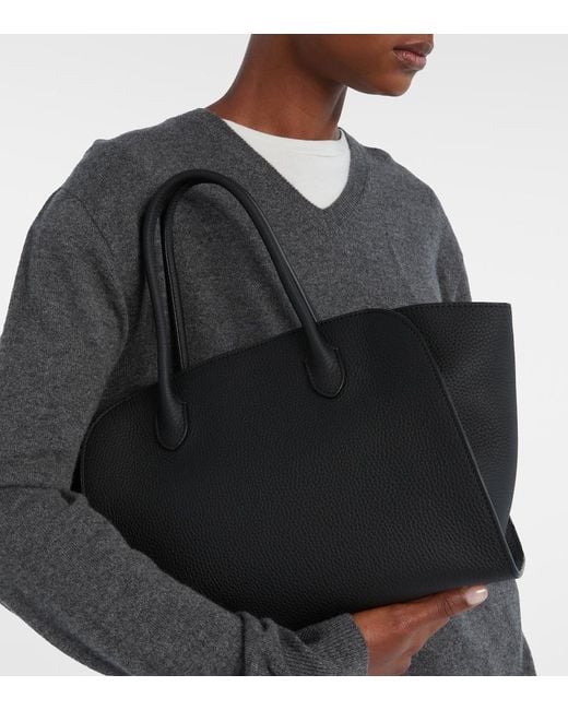 The Row Black Marlo 12 Leather Tote Bag