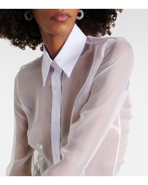 Dries Van Noten White Silk And Cotton Shirt