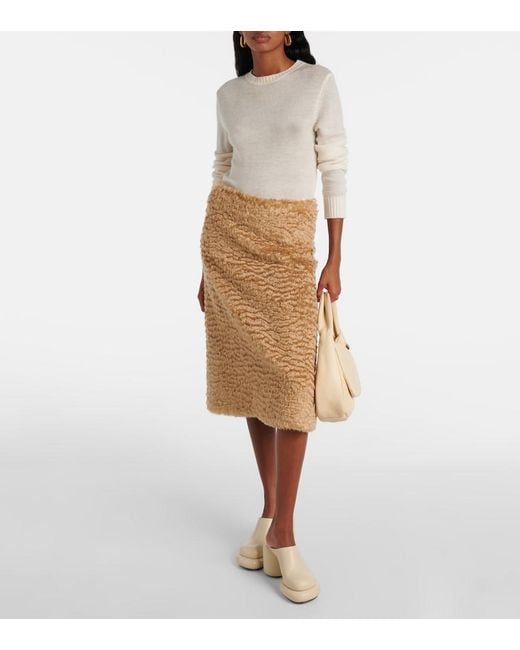 Jil Sander Natural Mohair And Cotton Skirt