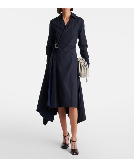 Loewe Blue Draped Cotton Wrap Dress
