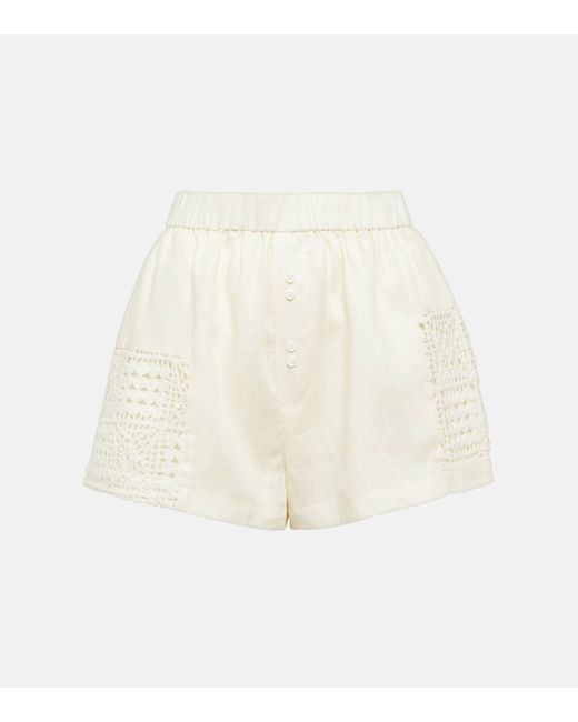 Sir. The Label Natural Rayure Patchwork Cotton Shorts