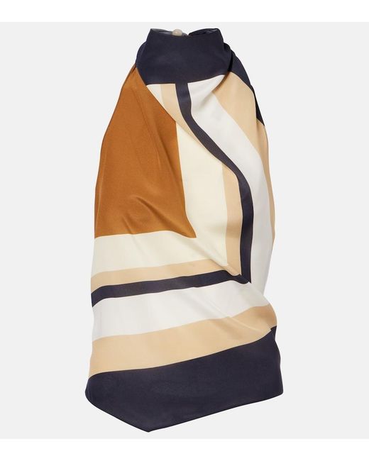 Sir Blue Printed Halterneck Silk Top