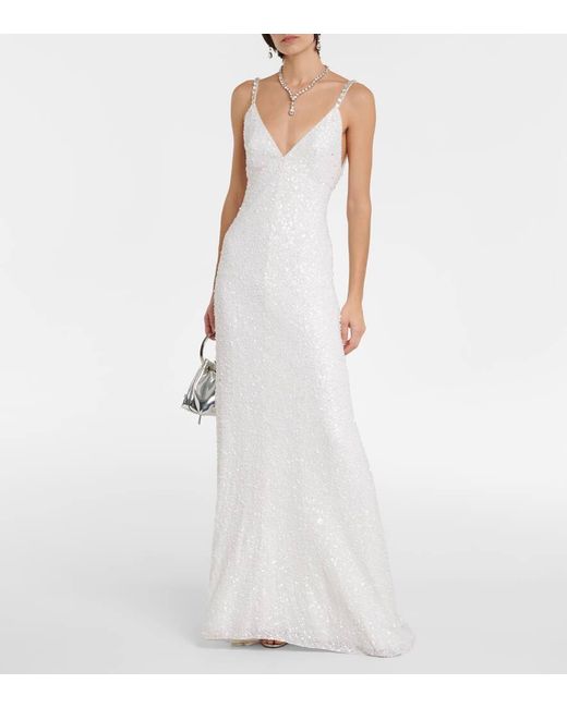 Jenny Packham White Bridal Nora Sequined Silk Gown