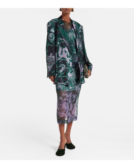 Dries Van Noten Green Printed Blazer