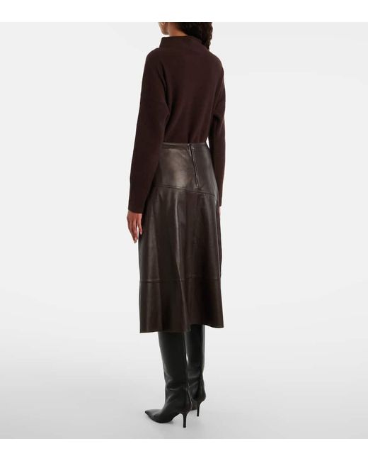 Falda Midi De Piel Yves Salomon de color Brown