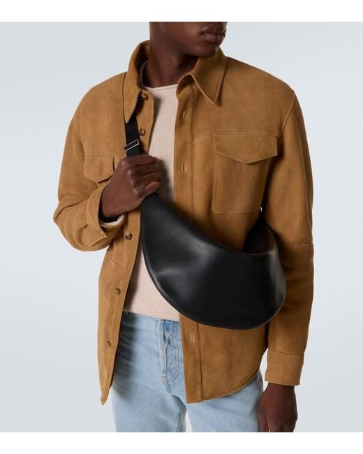 The Row White Crescent Leather Crossbody Bag for men