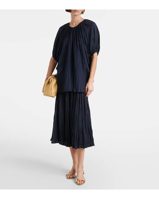 Joseph Blue Sully Silk Midi Skirt