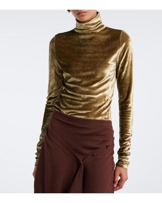 Lemaire Green Velvet Turtleneck Top