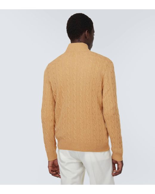 Polo Ralph Lauren Natural Cable-knit Wool And Cashmere Half-zip Sweater for men