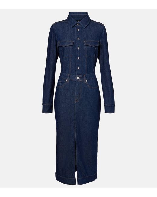 Vestido Camisero De Denim 7 For All Mankind de color Blue