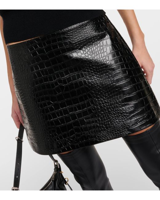 Frankie Shop Black Mary Croc-effect Faux Leather Miniskirt