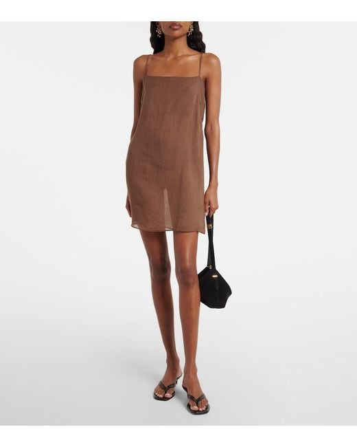 Leset Brown Niko Ramie Minidress