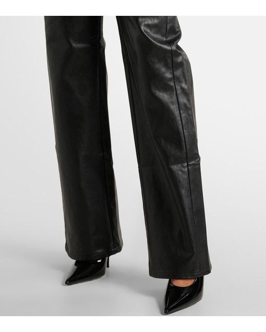 7 For All Mankind Black Tess High-Rise Faux Leather Straight Pants