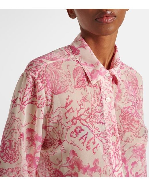 Versace Pink Bedrucktes Hemdblusenkleid