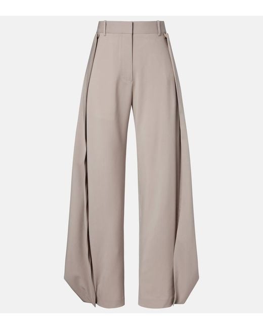 Loewe Natural Draped Wool Wide-Leg Pants