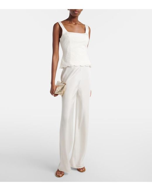 Posse White Cove Silk-Blend Straight Pants
