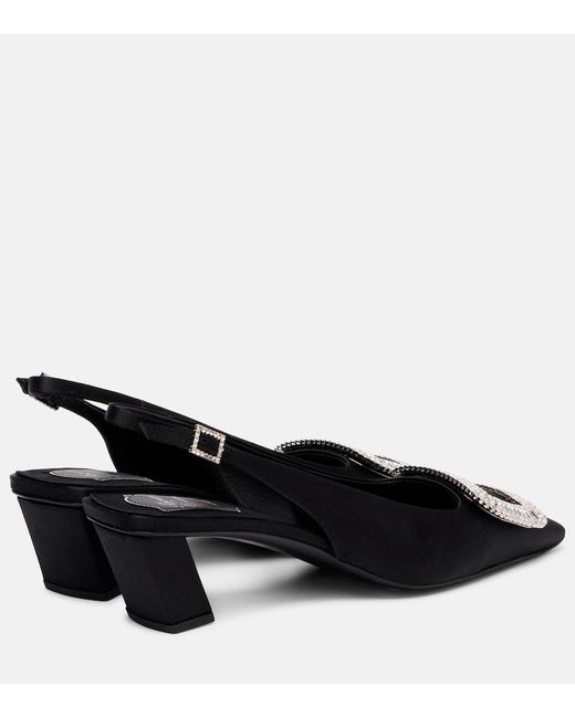 Roger Vivier Black Belle Vivier 45 Satin Slingback Pumps