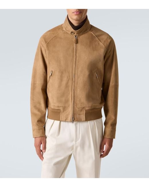 Loro Piana Brown Novak Suede Bomber Jacket for men