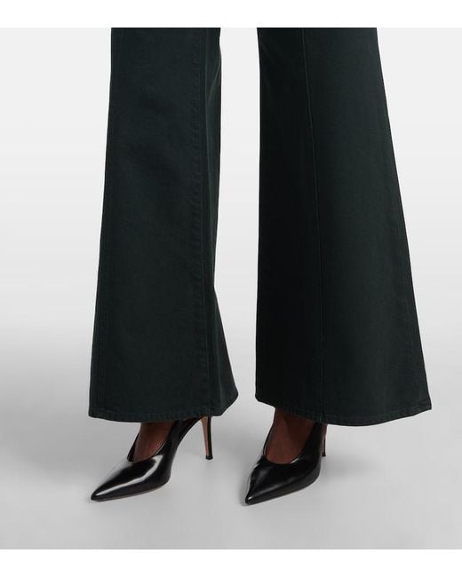 Ulla Johnson Black Bianca High-Rise Cotton Wide-Leg Pants